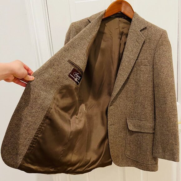 VTG Men’s Imperial By Haggar Wool Tweed Herringbone Blazer Jacket 38 R USA - Picture 7 of 16